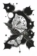 moths flying moon phases intertwined tattoo design idea
