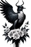 lucifer painting - Witcher 3- bird holding flowers  tattoo design idea