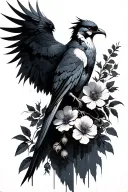 lucifer painting - Witcher 3- bird holding flowers  tattoo design idea