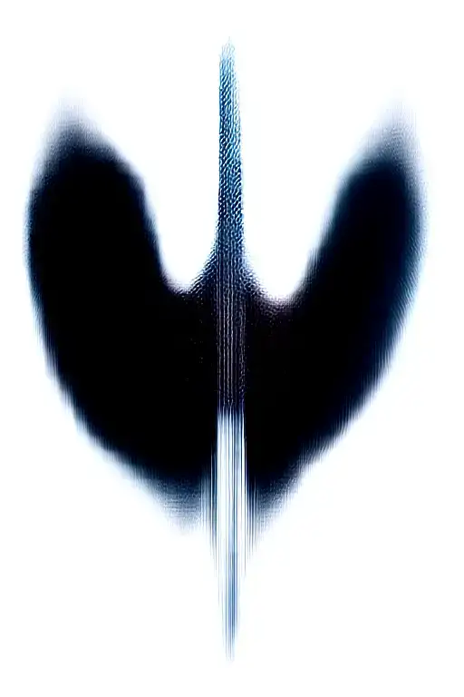 angel wings behind a sword, roses tattoo design idea