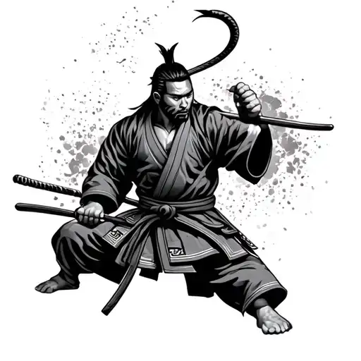 Create an inspired samurai tatoo, jiu jitsu tattoo design idea