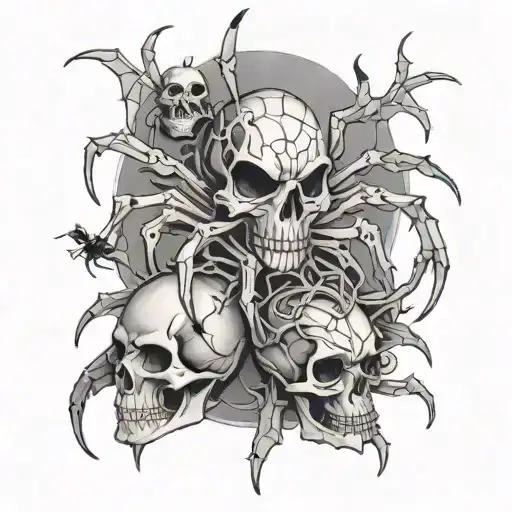 spiders and skulls tattoo design idea