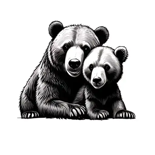 daddy bear and baby bear tattoo design idea