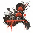 tree abstract compas tattoo design idea