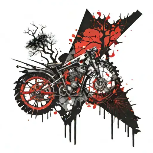 tree abstract compas tattoo design idea