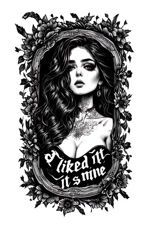 "I licked it its mine" Dark Feminine surrounded tattoo design idea