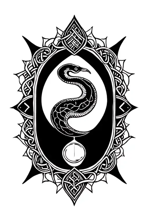hour glass moon sun stars snake Celtic knot moth tattoo design idea