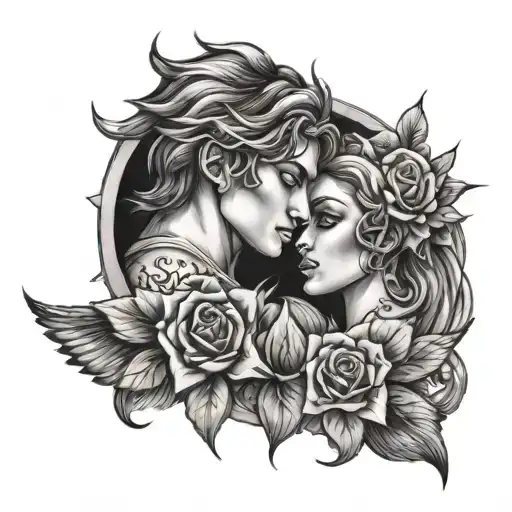 eros and agape tattoo design idea