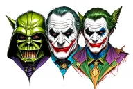 Dr Facillier Green Goblin Darth Vader Tai Lung Joker tattoo design idea