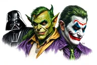 Dr Facillier Green Goblin Darth Vader Tai Lung Joker tattoo design idea