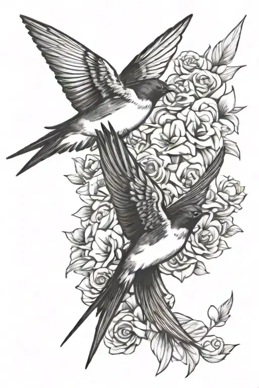swallow birds flying tattoo design idea