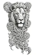 lions head surrounded by Celtic knotwork intertwined tattoo design idea