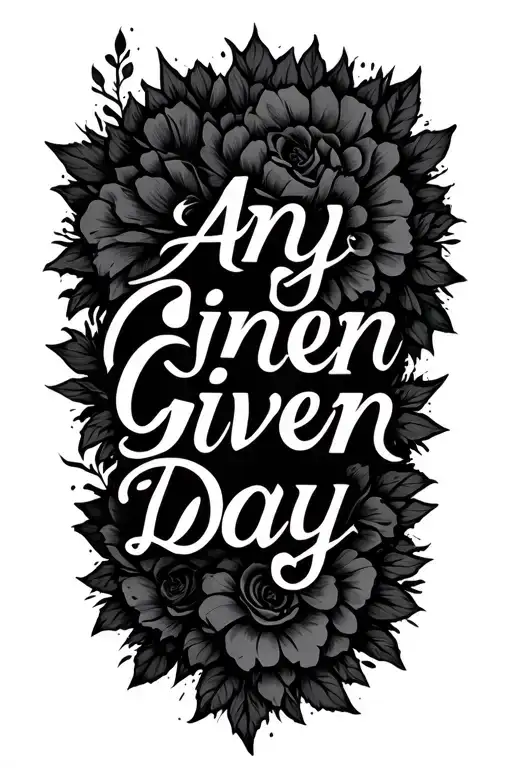 the words Any Given Day with filler background tattoo design idea
