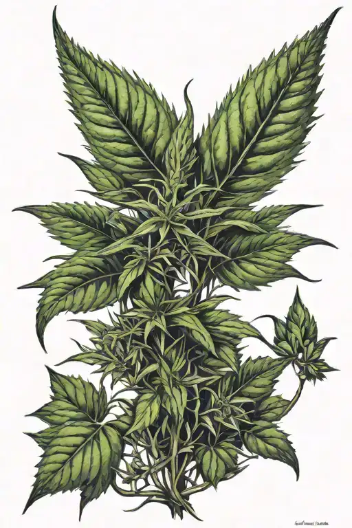 weed plant growing tattoo design idea