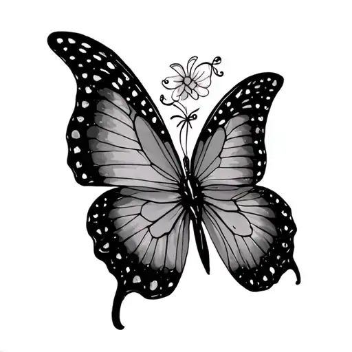 butterfly with gemini sisters tattoo design idea