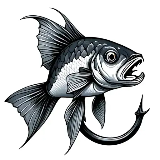 fish hook tattoo design idea