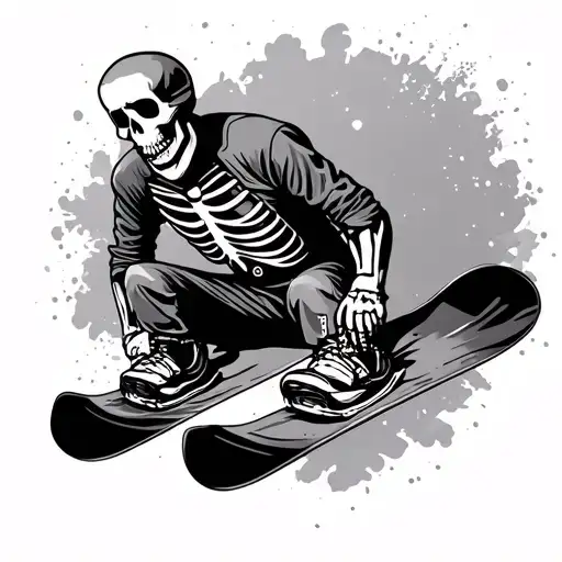 snowboarding skeleton tattoo design idea