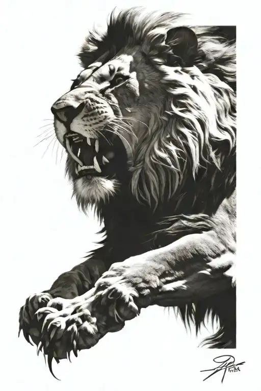 lion roaring tattoo design idea