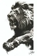 lion roaring tattoo design idea