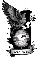 travel themed tattoo with wedding anniversary of 8/3/2014 tattoo design idea