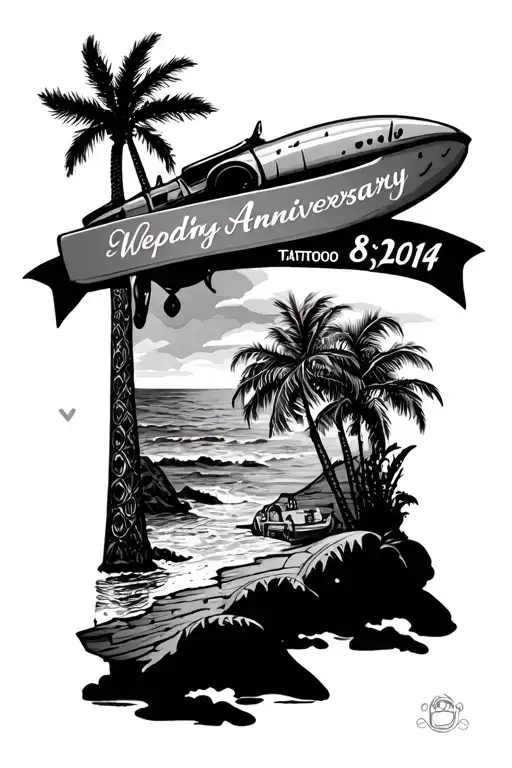 travel themed tattoo with wedding anniversary of 8/3/2014 tattoo design idea