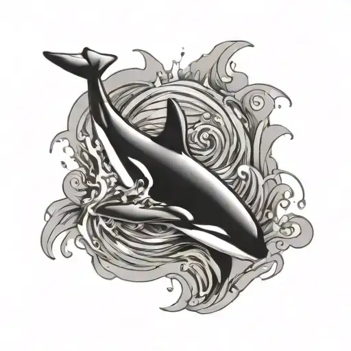 orca in water tattoo design idea