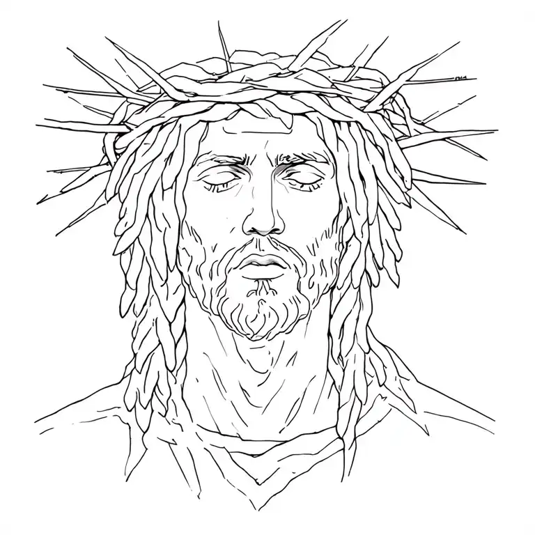 black Jesus with dreads and crown of thorns wrapping tattoo design idea