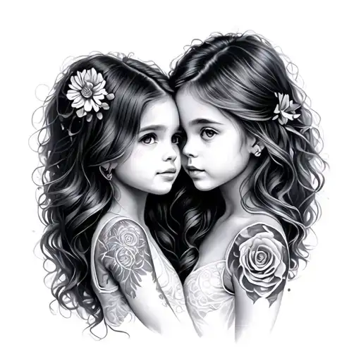 2 Daughters tattoo design idea