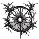 circle gothic cathedral window broken down and surrounded by vines tattoo design idea