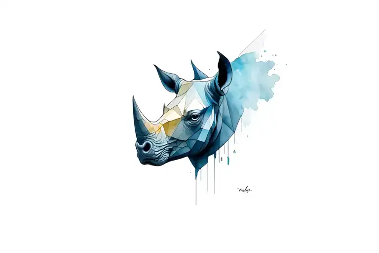 geometic Rhino head tattoo design idea