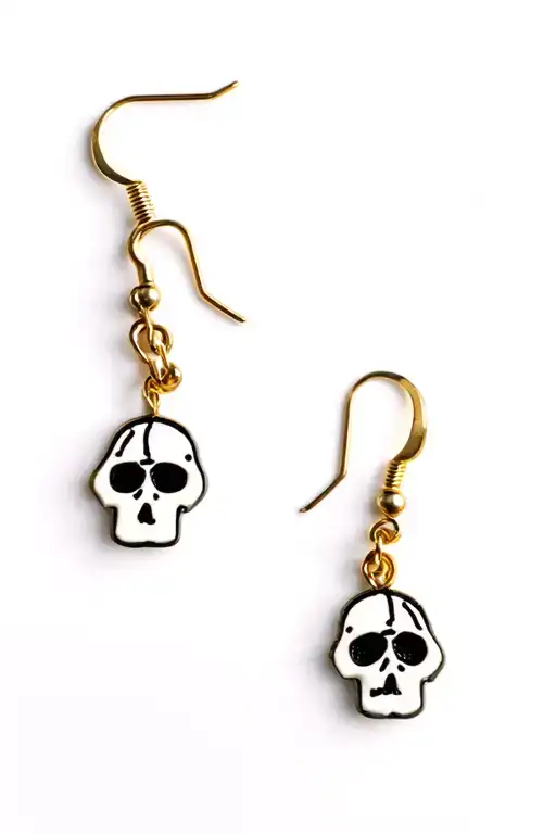 hanafuda earrings with small skull tattoo design idea
