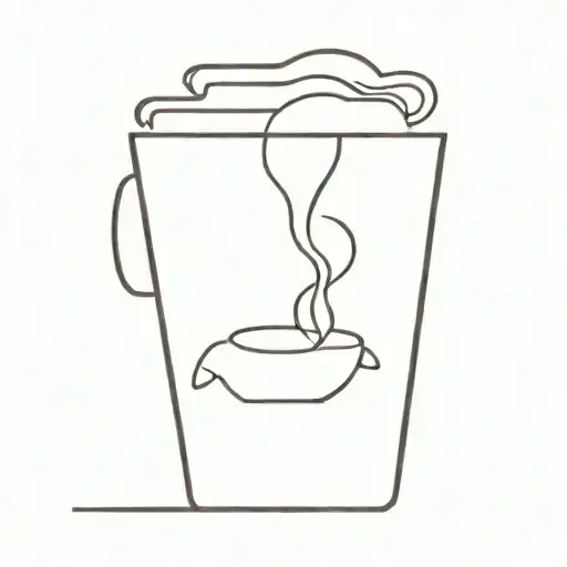 A minimalist geometric design of a coffee cup with steam rising from it tattoo design idea