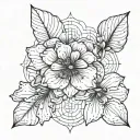 primrose flower, carnation flower, lily flower, marigold flower, Gemini constellation, fineline tattoo design idea