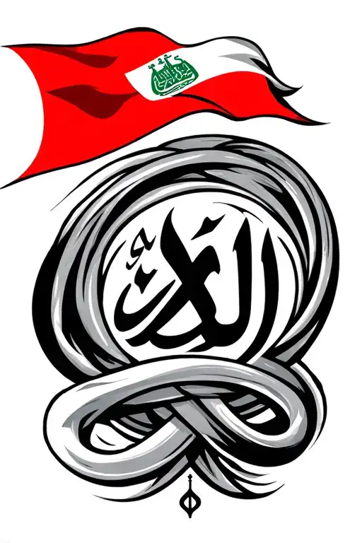 Arabic Lebanon flag intertwined with environmental tattoo design idea
