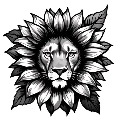 lion sunflower tattoo design featuring tattoo design idea
