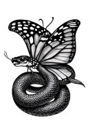 butterfly and snake tattoo design idea