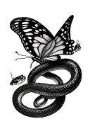 butterfly and snake tattoo design idea