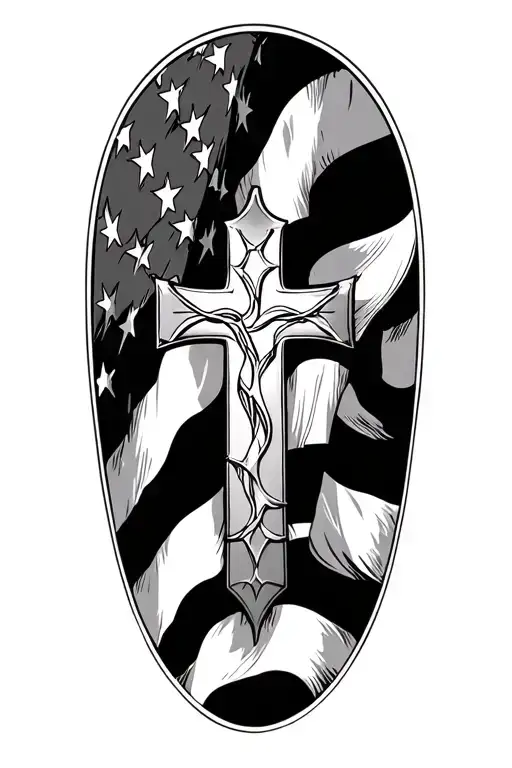 American flag and cross tattoo tattoo design idea
