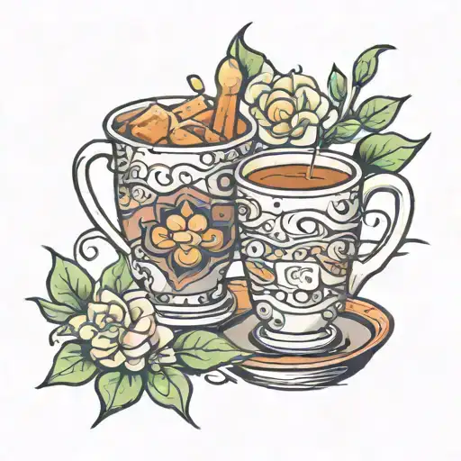 chai and toast tattoo design idea