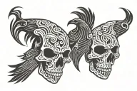 3 headed crow skull tattoo design idea