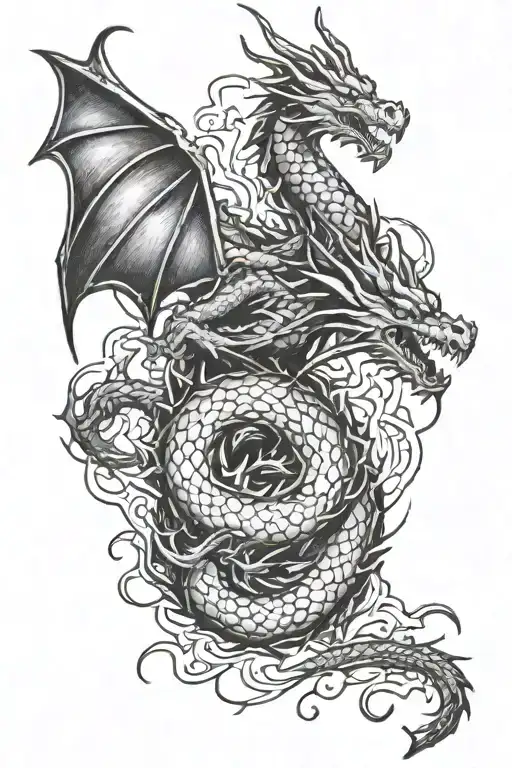 Dragon and Lightning Bolt tattoo design idea