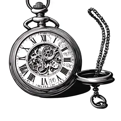 pocket watch instead of numbers the date 14 05 2017 in Roman numerals and makes it the sign of Taurus tattoo design idea
