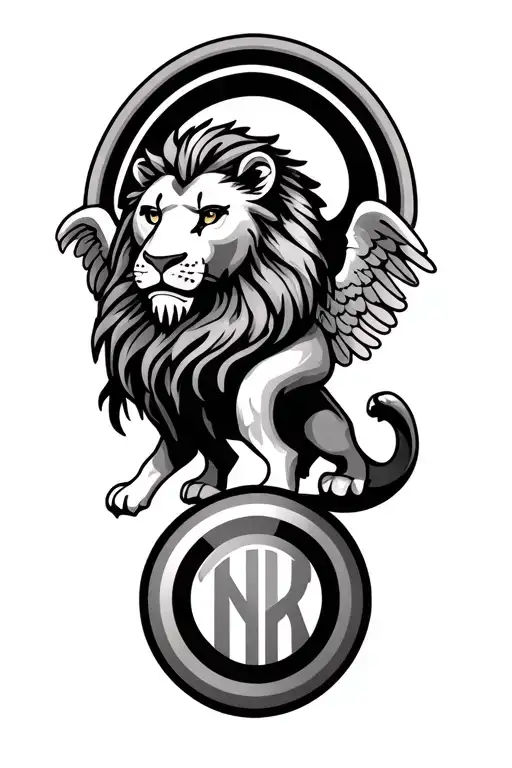 lion, Inter Milan logo, serpent of Milan, family and guardian Angel  tattoo design idea