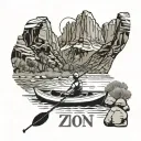 zion national park kayak tattoo design idea