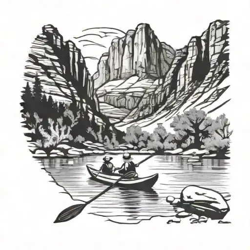 zion national park kayak tattoo design idea