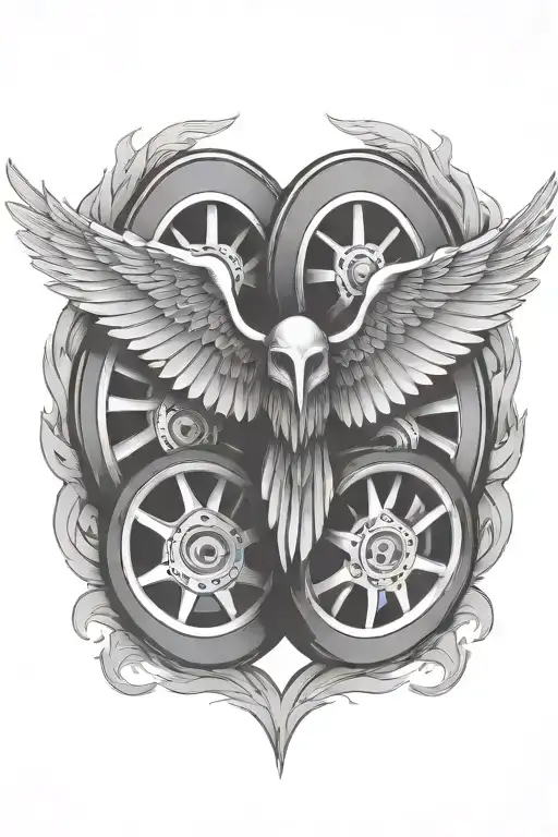 wing shaped race wheels  tattoo design idea
