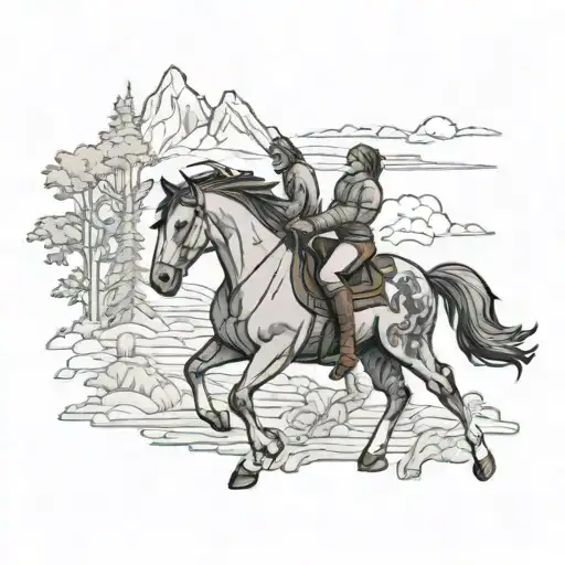 the horse from spirit horse with the bear from brother bear tattoo design idea