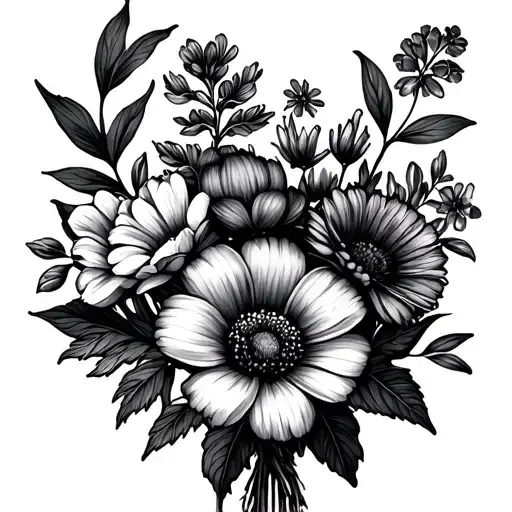 birth flower bouquet march August and april tattoo design idea