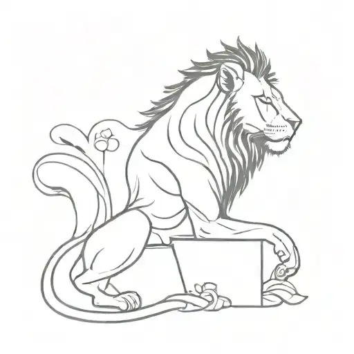 Here’s a prompt for a fine line tattoo design: “A vertical spine tattoo featuring a detailed fine-line lion’s head with  tattoo design idea