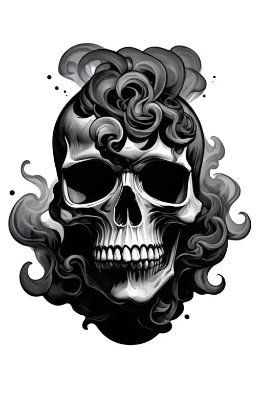 skull smoke rising tattoo design idea